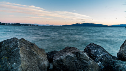 Sunset over Pacific. Zuanich Point Park. Bellingham, Washington. USA.