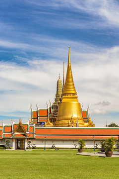 The temples of Wat Phra Kaew Royal Palace complex in Bangkok, Thailand