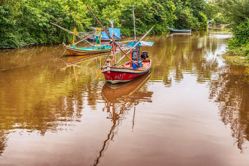 Fishing boat in Thailand at the Gulf of Thailand by South China sea.