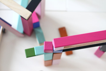 Colorful Stacked Wooden Blocks - 213305965