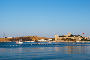 Fototapeta na wymiar Bodrum castle and Aegean sea in Bodrum, Turkey