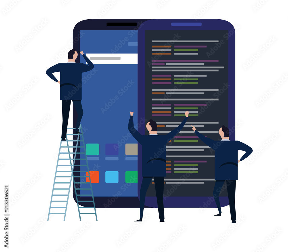Aufkleber mobile application and design development process for responsive device concept .with group business