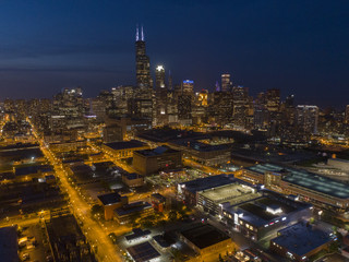 Aerial Drone View of the City of Chicago on Lake Michigan
