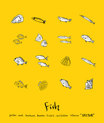 해산물 일러스트 / 손으로 그린 수산물 그림