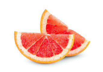 two sliced grapefruit isolated on white background