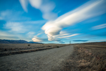 Lenticular clouds in the sky 
