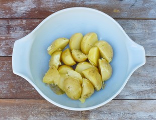 Boiled potatoes in a bowl