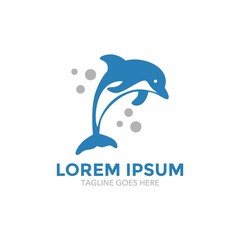 Naklejka premium Unikalny szablon logo delfinów. wektor. edytowalne. prosty kształt. minimalistyczny kolor. niezapomniany