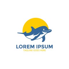 Unique dolphin logo template. vector. editable. simple shape. minimalist color. memorable