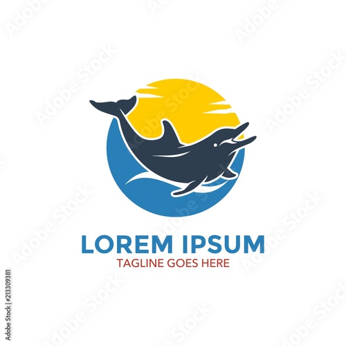 unique dolphin logo template vector editable simple shape