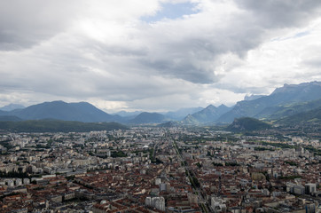 Fototapeta na wymiar A view from the top of the Bastille in Grenoble, France