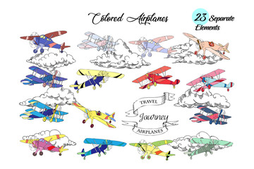 Background with Colored Airplanes - 213309791