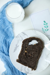 Chocolate toast and milk