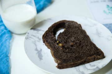 Chocolate toast and milk