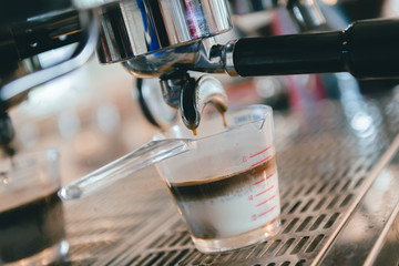 Professional coffee machine in a cafe