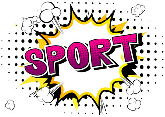 Sport - Comic book style word on abstract background.