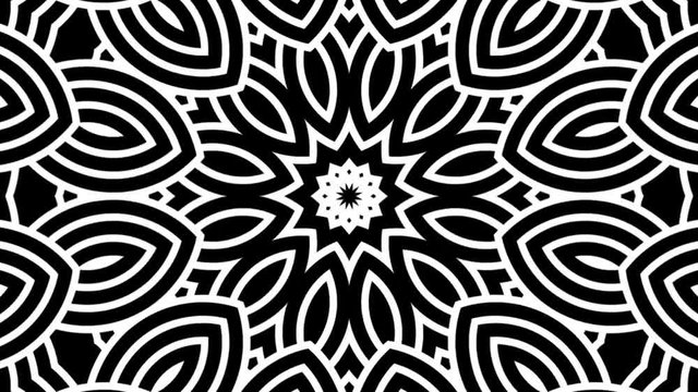 4K UHD Kaleidoscope seamless loop sequence mandala patterns abstract multicolored motion graphics background.