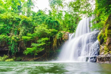 Foto op Plexiglas Tropical deep forest Klong Chao waterfall in Koh Kood island © themorningglory