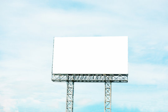 Blank billboard with copy space for advertisement text image with blue sky cloud.