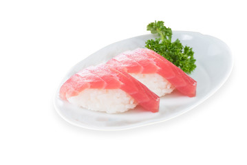 Tuna sushi isolated on white