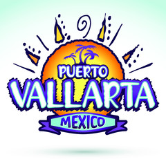 Puerto Vallarta Mexico, vector icon, emblem design