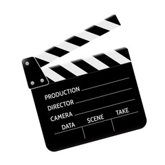 Clapperboard - movie clapper vector. Open black clapper board for the action scene or filming and shooting movie. Cinéma. Filmklappe geöffnet und leer.