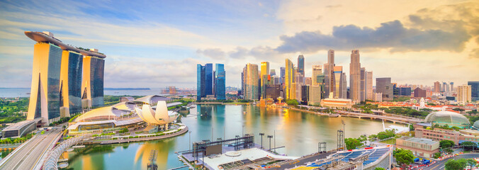Singapore downtown skyline bay area - obrazy, fototapety, plakaty