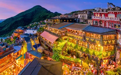 Washable wall murals Asian Places Top view of Jiufen Old Street in Taipei