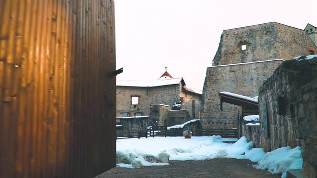 Walking into castle