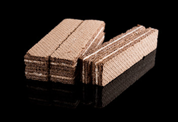 vanilla flavor wafer blocks on black background