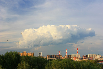 A storm cloud over the city