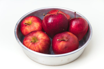 Red apple with white copy space