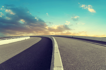 Fototapeta premium Empty highway asphalt road and beautiful sky landscape