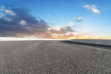 Empty highway asphalt road and beautiful sky landscape