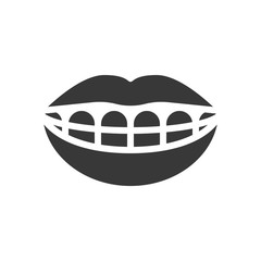 Mouth and teeth smile with braces, dental related solid icon