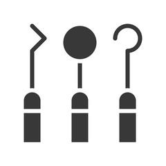 dental instruments, mirror, related solid icon