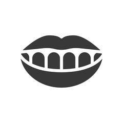 Smile teeth, dental related solid icon