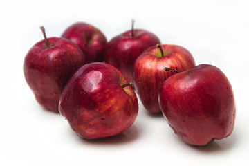 Red apple with white copy space