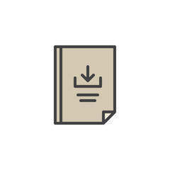 File download filled outline icon, line vector sign, linear colorful pictogram isolated on white. Document download symbol, logo illustration. Pixel perfect vector graphics