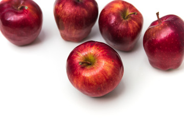 Red apple with white copy space