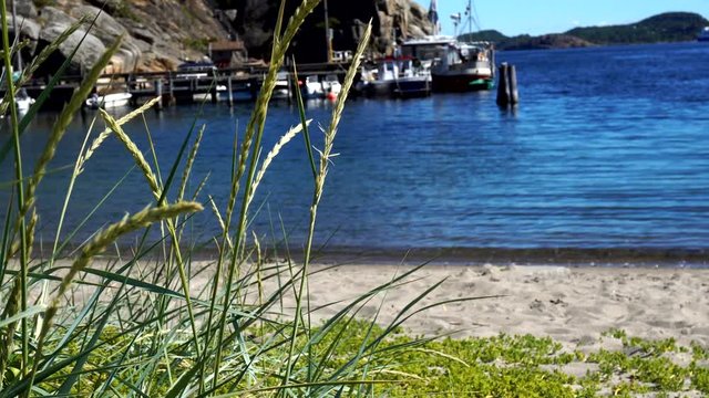 Beach at Kjerringvik in Norway, norwegian sandy beach artistic shot