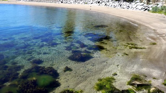 Beatiful sandy beach at Kjerringvik Norway in 4k North sea
