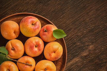 Harvest appetizing apricot. Place for text
