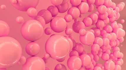 Red spheres of random size on red background