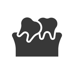 Tilted teeth, dental related solid icon