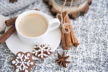 Morning coffee in a cup