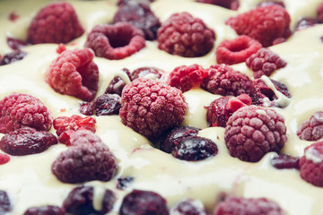 Raspberry cake background.