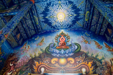 Chiang Rai, Thailand - July, 8, 2018 : the very beautiful landscape inside the temple of Wat Rong Sua Ten