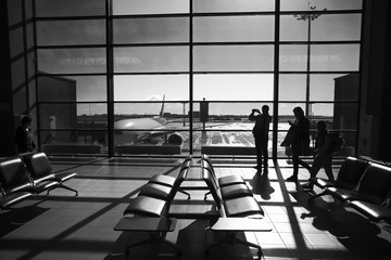 Hall in the airport terminal