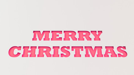 Red Merry Christmas words cut in white paper